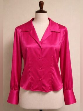 FRAME Hot Pink Silk Blend Blouse